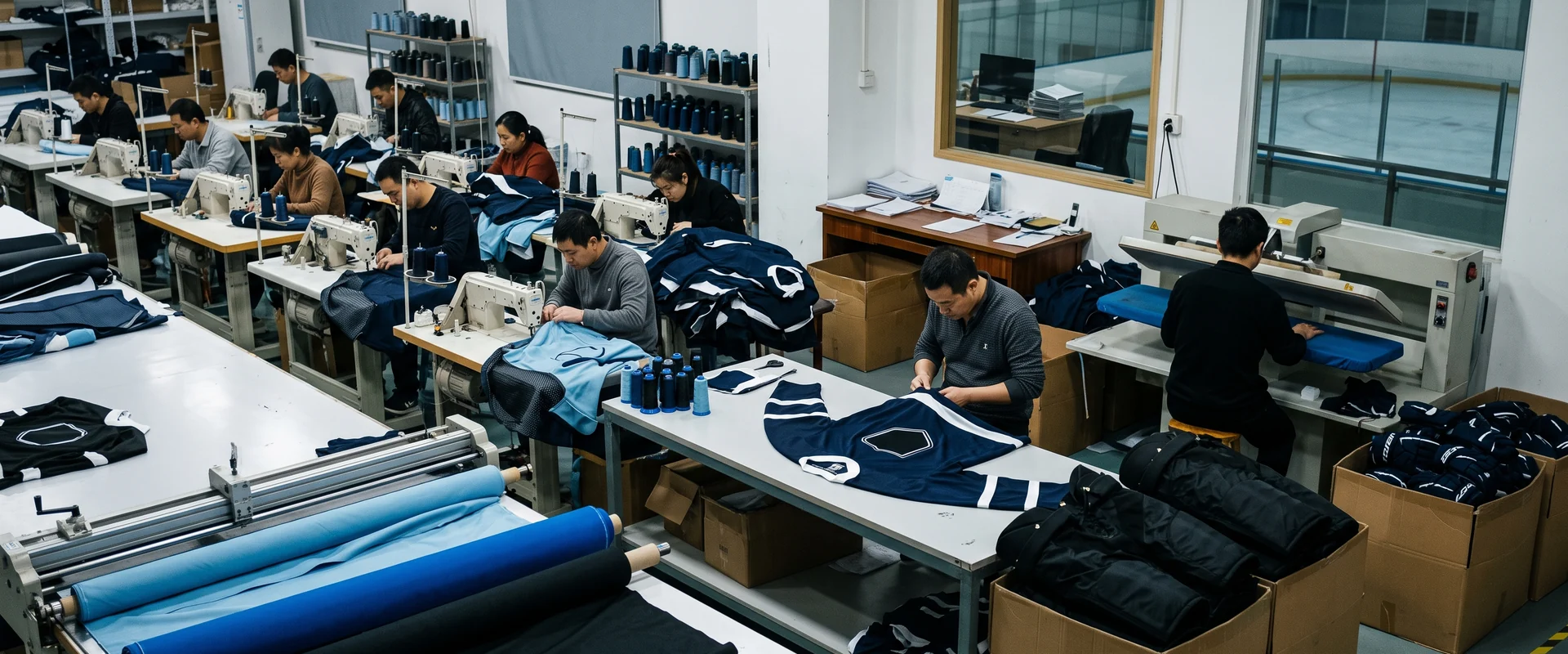 Dedicated sportswear production lines running in parallel on one site