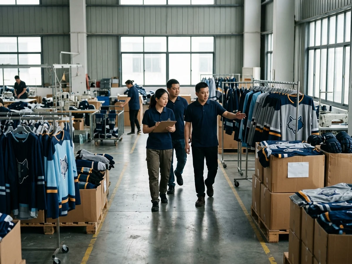 The account team walking the floor where finished orders are staged for shipment