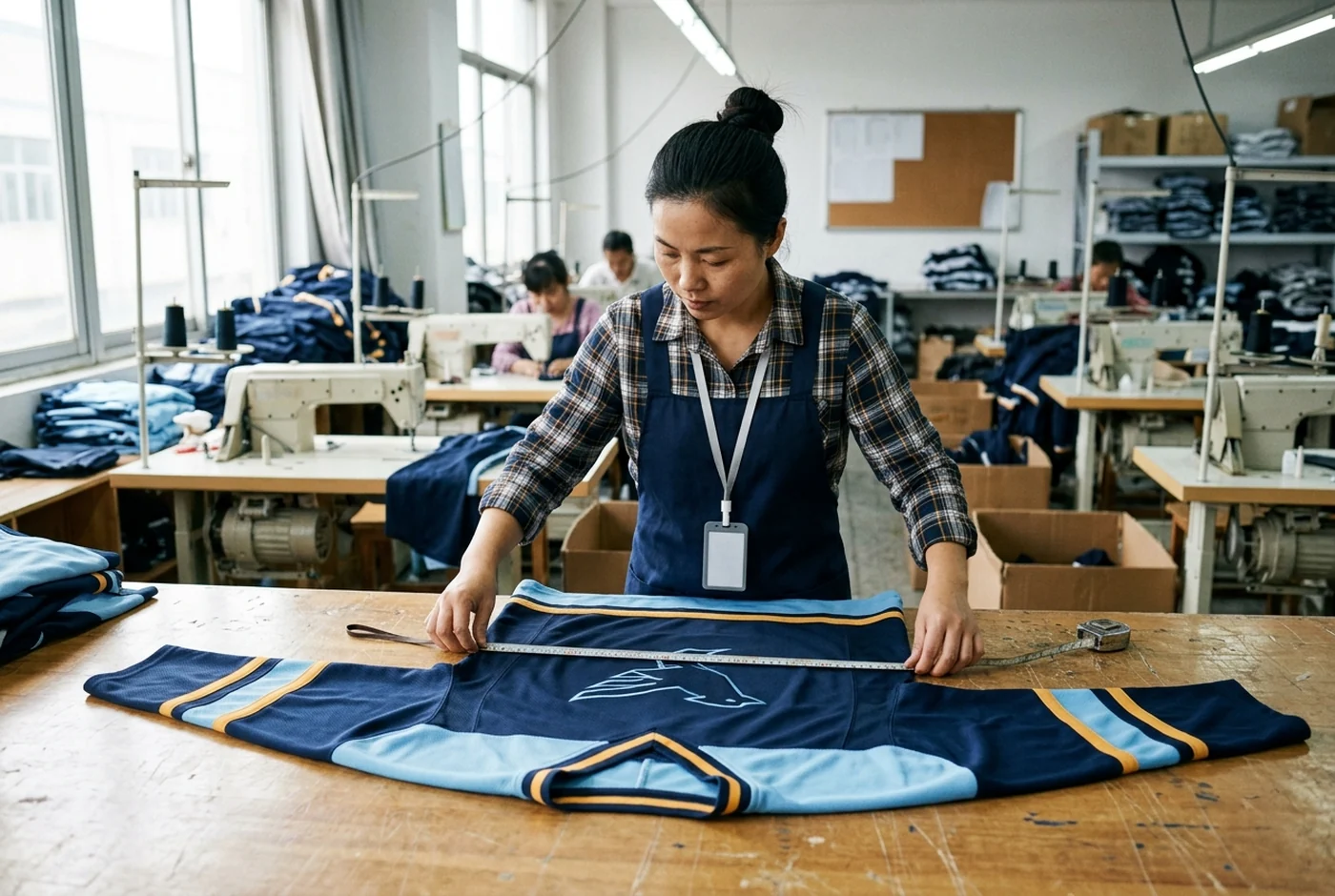 Exact garment measurements taken for a hockey jersey size chart