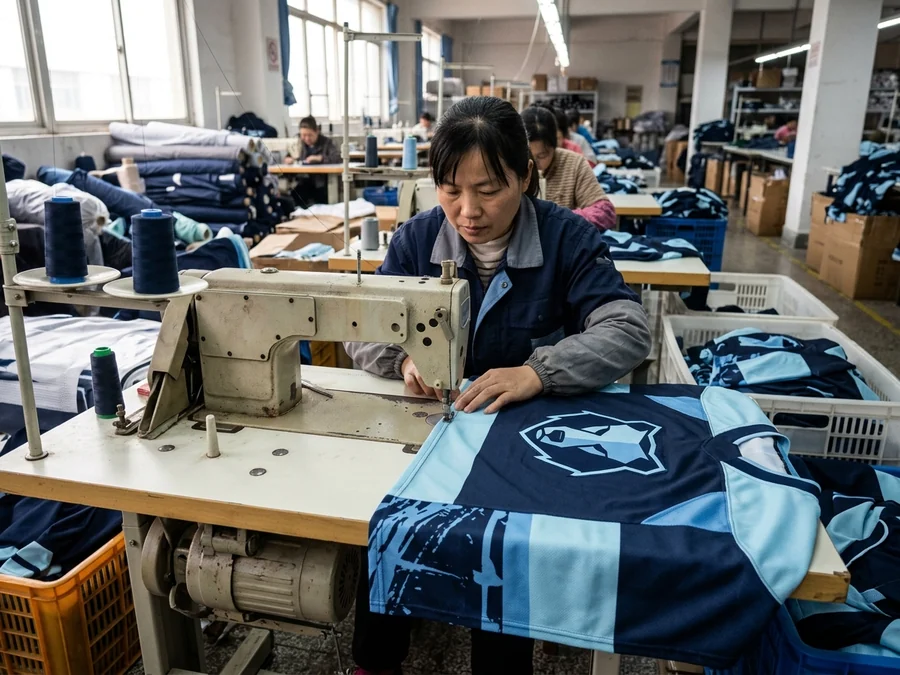 Air knit, mesh, or double-knit from the registered weight ranges, dyed or printed to the supplied reference