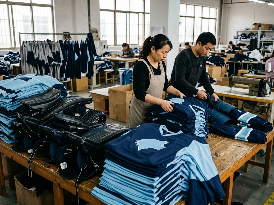 Teamwear stock staged for dispatch — distributors carry the hockey goalie cut across the full size run