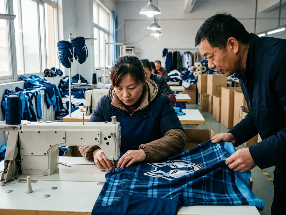 A fuller-cut sample checked in the position's real working postures before sign-off