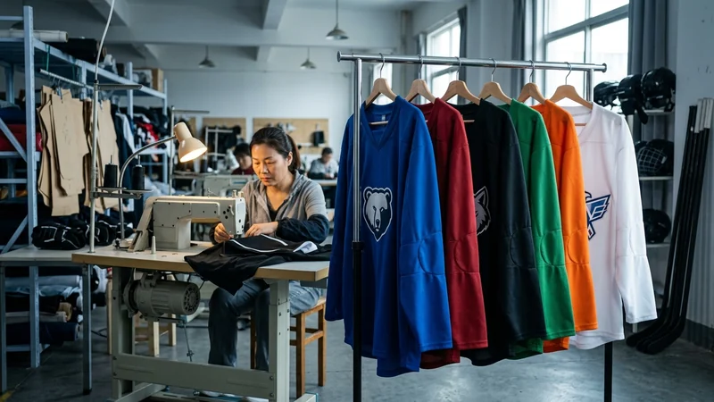 Blank hockey jerseys — undecorated practice jerseys and the six standing colorways