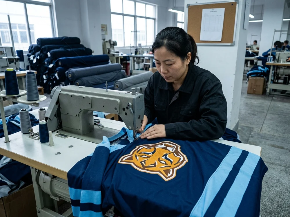 Game day — the decorated jersey carries the full identity program once a week