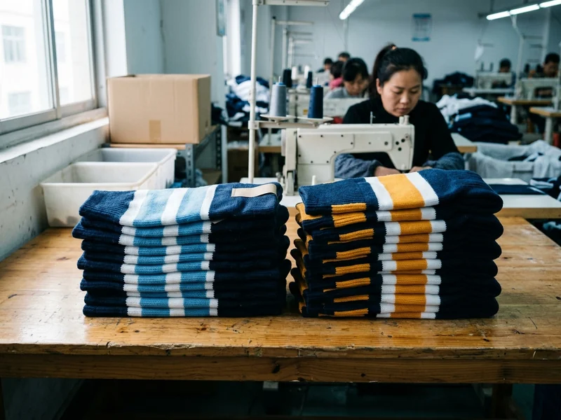 Folded hockey socks in two different colorways stacked for a mid-season reorder