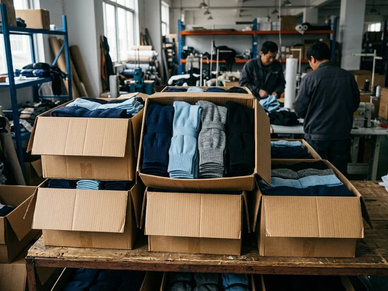 Boxed sock-only reorders on a warehouse shelf ready for dispatch