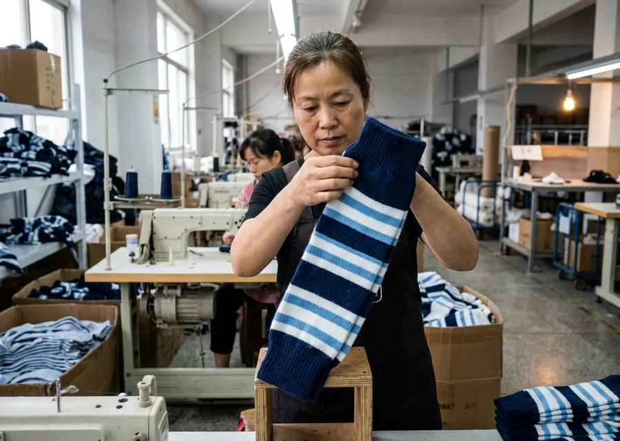 A sock-only mid-season reorder: striped hockey socks in the kit's approved colorway, produced against the retained print file