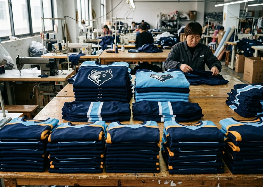 Replenished garments folded and stacked, matching the kit the buyer already has on hand